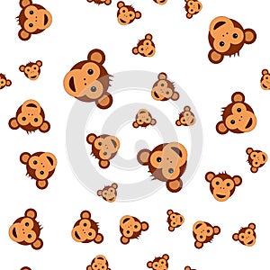 Seamless pattern of monkey head