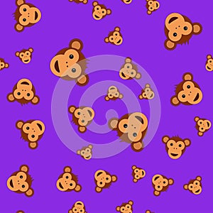 Seamless pattern of monkey head