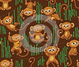 Seamless pattern with monkeys