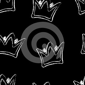 Seamless pattern of monochrome crown illustration. Vector illustration template