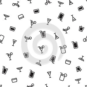 Seamless pattern of monochrome minimalistic cocktail alcoholic drinks in flat style. ready to use for cloth, textile, wrap and