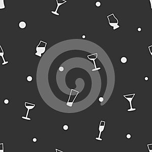 Seamless pattern of monochrome minimalistic cocktail alcoholic drinks in flat style. ready to use for cloth, textile, wrap and