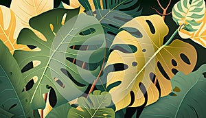 Seamless pattern with monstera leaves. Vector illustration in flat style