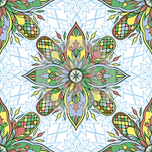 Seamless pattern mosaic oriental. Traditional antique ornament. Folklore oriental ethnic tile
