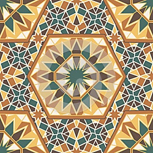 Seamless pattern mosaic oriental. Traditional antique ornament morocco and arabian. Geometry oriental ethnic tile