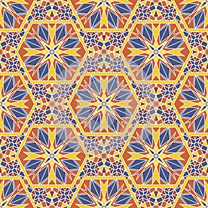 Seamless pattern mosaic oriental. Traditional antique ornament morocco and arabian. Geometry oriental ethnic tile