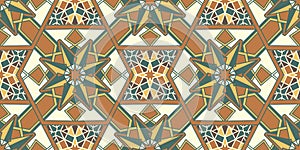 Seamless pattern mosaic oriental. Traditional antique ornament morocco and arabian. Geometry oriental ethnic tile