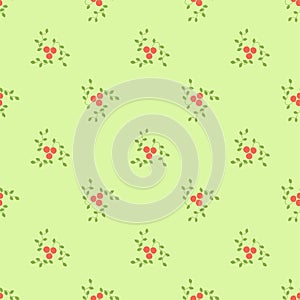 Seamless pattern. Mountain ash and viburnum. Vector red berries. Kid`s fashion print. Design elements for textile or clothes. Han