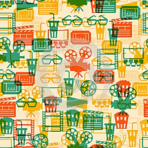 Seamless pattern of movie elements and cinema