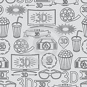 Seamless pattern of movie elements and cinema