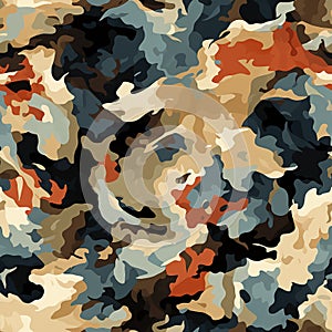 Seamless Pattern MultiCam: Developed for a broader range of environments with a mix of colors and shapes, AI generated