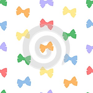 Seamless pattern multicolored bows silhouette vector illustration