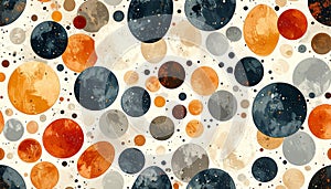 Seamless Pattern of Multicolored Circles on Beige Background