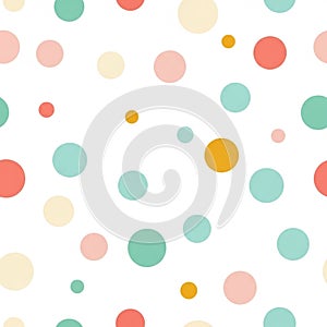 A seamless pattern of multicolored circles on a white background