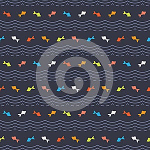 Seamless pattern with multicolored fishes
