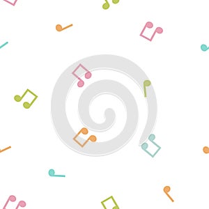 Seamless pattern of multicolored music notes