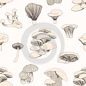 Seamless pattern with mushrooms for design