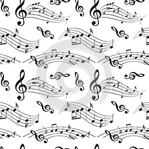 Seamless pattern with music notes - vector background