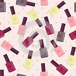 Seamless pattern with nail varnishes