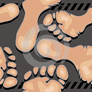 Seamless pattern with naked feet