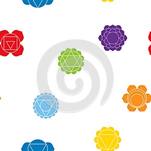 Seamless pattern with names of chakras in Sanskrit