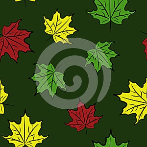 Seamless pattern with a natural forest motif. Maple leaf.