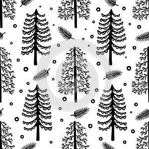 Seamless pattern nature forest wildlife Canada.Season winter park.