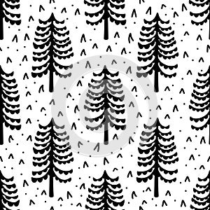 Seamless pattern nature forest wildlife Canada.Season winter park