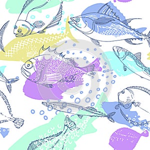 Seamless pattern of nature sea fish. Vector