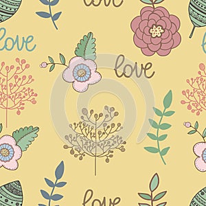 Seamless pattern nature with sign dlowers