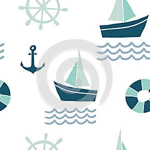 Seamless pattern with nautical design elements
