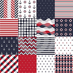 Seamless pattern with nautical elements photo