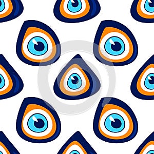 Seamless pattern with Nazar amulet