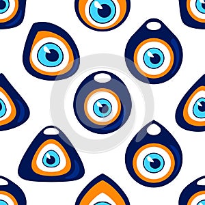 Seamless pattern with Nazar amulet