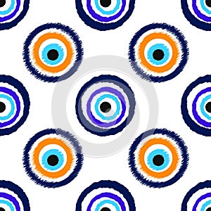 Seamless pattern with Nazar amulet