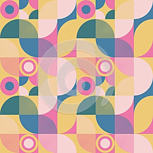 Seamless pattern in neogeo style. Simple geometric shapes.