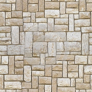 SEAMLESS PATTERN OF A NEW STONE WALL WITH RECTANGULAR SHAPED BLOCKS - Useful for renderings applications photo
