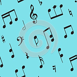 Seamless pattern of notes