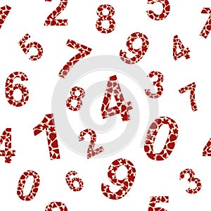 Seamless pattern with numbers, mathematics background. Vector