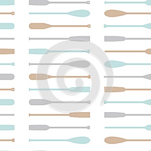 Seamless pattern with oars paddle silhouette