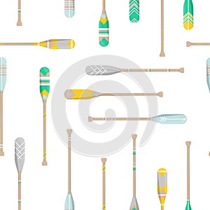 Seamless pattern with oars paddle silhouette