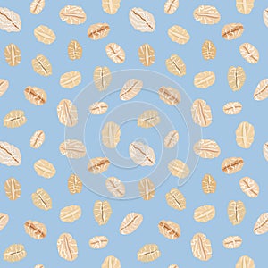 Seamless pattern with oat flakes. Vector hand drawn illustration.
