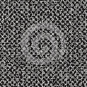 Seamless pattern with occult signs and magic runes