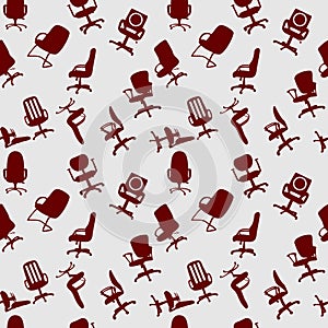 Seamless pattern of Office chairs silhouettes