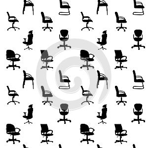 Seamless pattern of Office chairs silhouettes