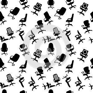 Seamless pattern of Office chairs silhouettes