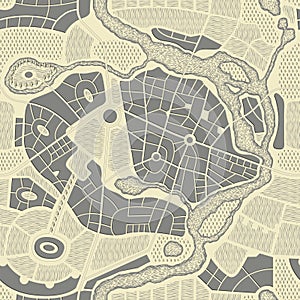 Seamless pattern with an old abstract city map