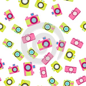 Seamless pattern. Old fashioned camera style flat