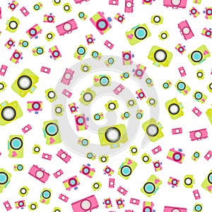 Seamless pattern. Old fashioned camera style flat