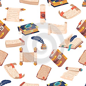 Seamless Pattern with Old Manuscripts, Offering A Vintage And Sophisticated Look For Various Design Projects
